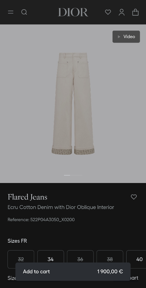 Dior Flared Jeans
Ecru Cotton Denim with Dior Oblique Interior 522P04A3050_X0200-duoc-ban-tai-HVIP Shoes & Clothes