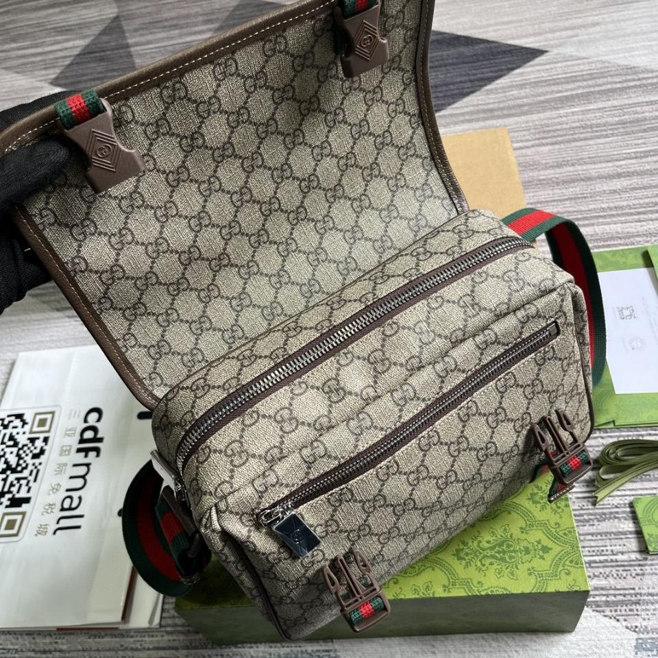 GUCCI SMALL MESSENGER BAG beige and ebony GG Supreme  760123 G1-duoc-ban-tai-Hvip Bags & Accessories