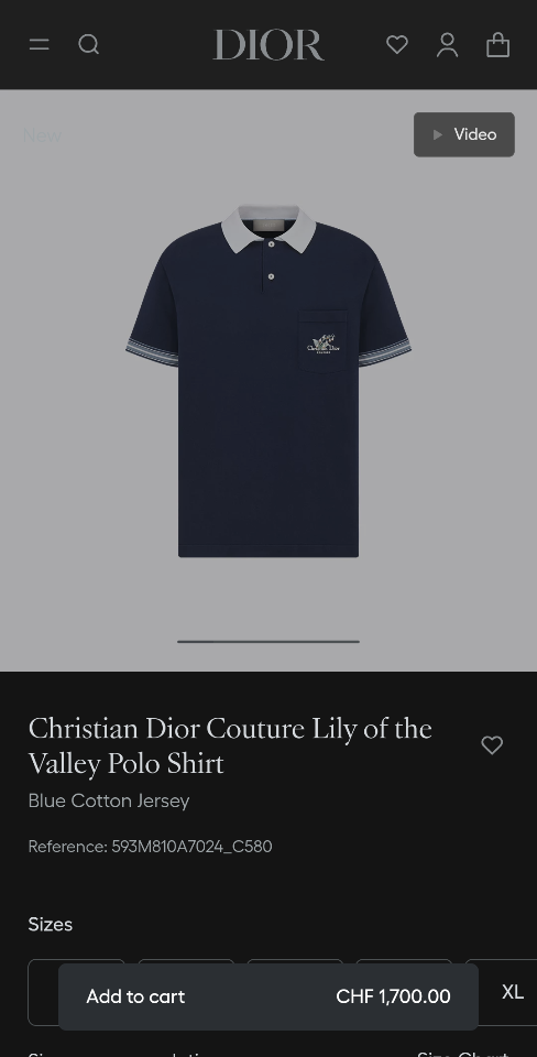 Dior Christian Dior Couture Lily of the Valley Polo Shirt
Blue Cotton Jersey
593M810A7024_C580-duoc-ban-tai-HVIP Shoes & Clothes