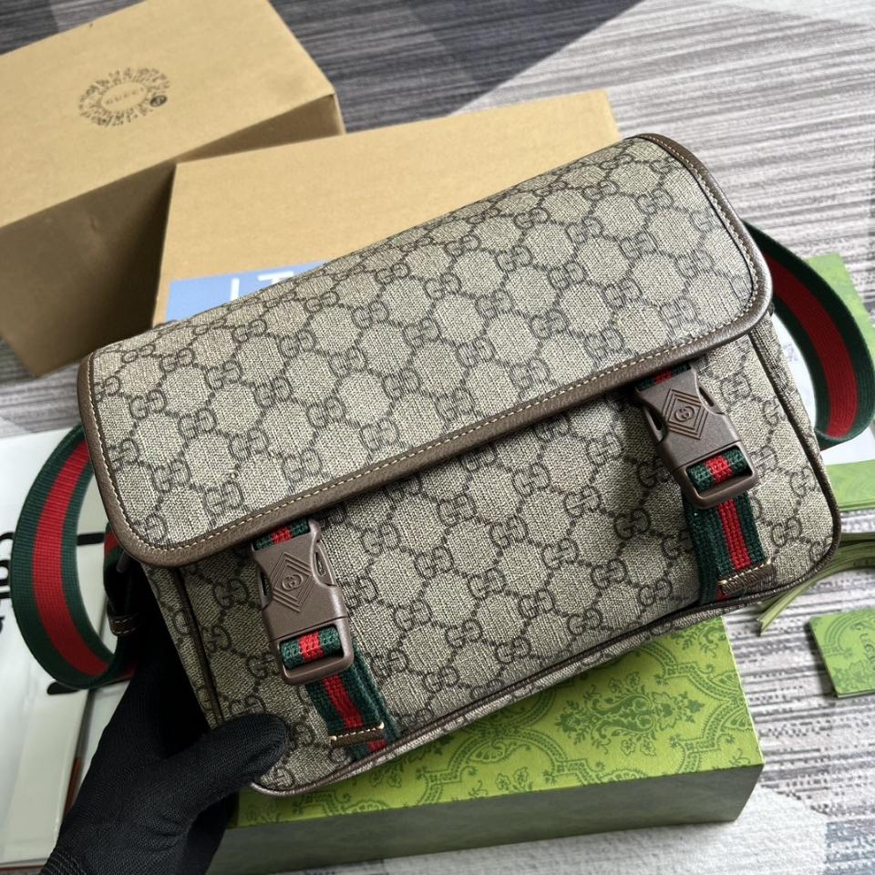 GUCCI SMALL MESSENGER BAG beige and ebony GG Supreme  760123 G1-duoc-ban-tai-Hvip Bags & Accessories