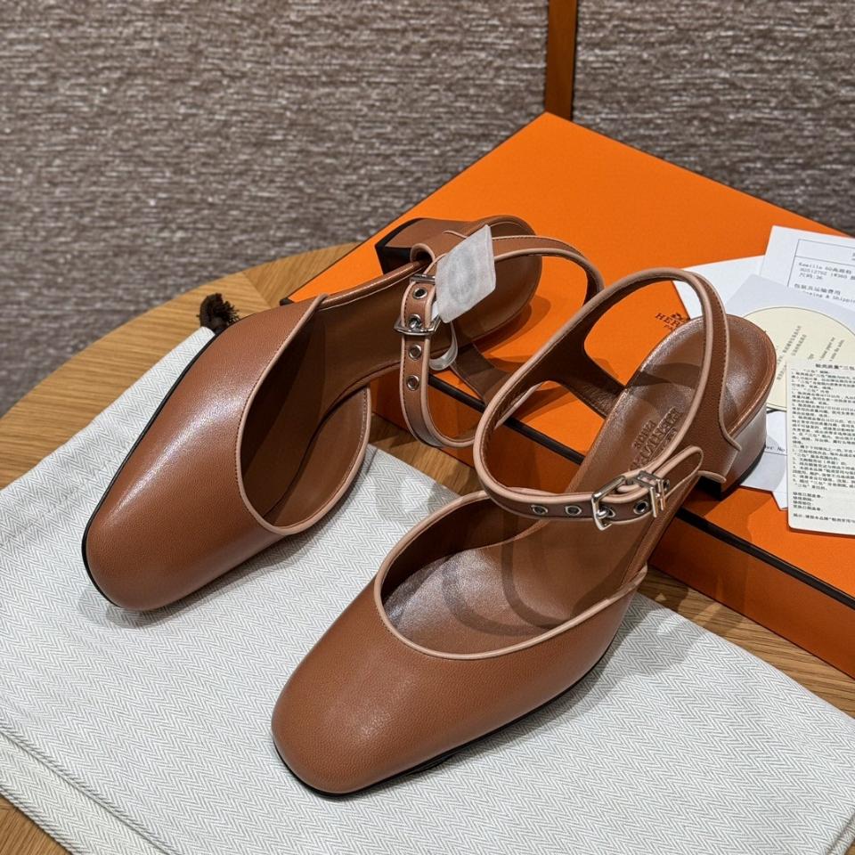 Hermès Kamilla 60 pump marron alezan / beige perlino H251270Z-duoc-ban-tai-HVIP Shoes & Clothes