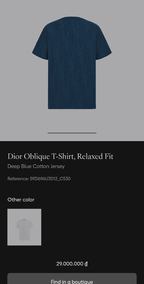 Dior Oblique T-Shirt, Relaxed Fit
Deep Blue Cotton Jersey
593J696U3012_C530 1-duoc-ban-tai-HVIP Shoes & Clothes