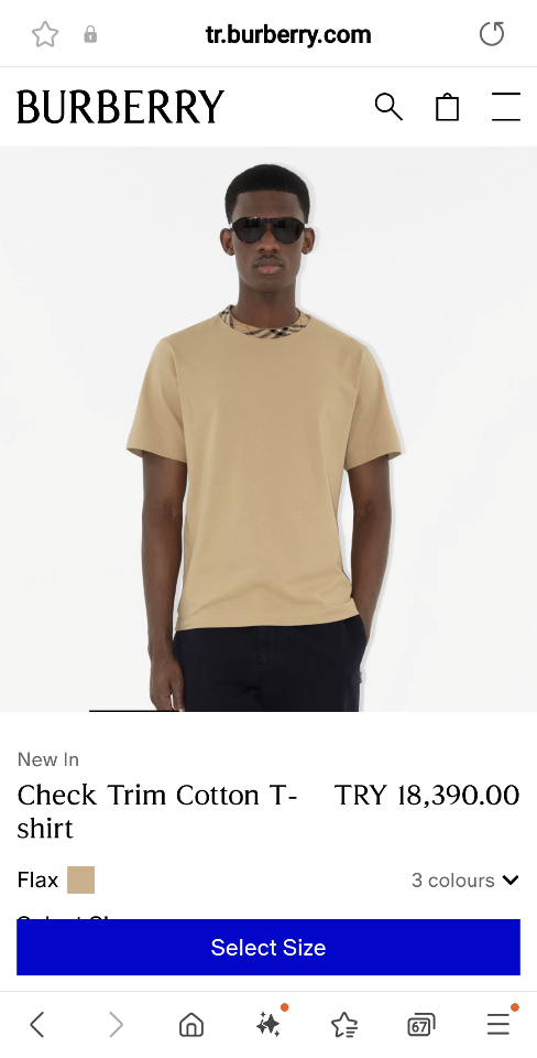 Burberry Check Trim Cotton T-shirt 8110101 flax-duoc-ban-tai-HVIP Shoes & Clothes