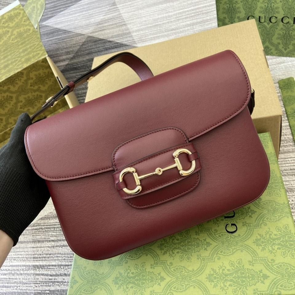 Gucci GUCCI HORSEBIT 1955 SMALL SHOULDER BAG rosso Ancora red leather 815178 G1-duoc-ban-tai-Hvip Bags & Accessories