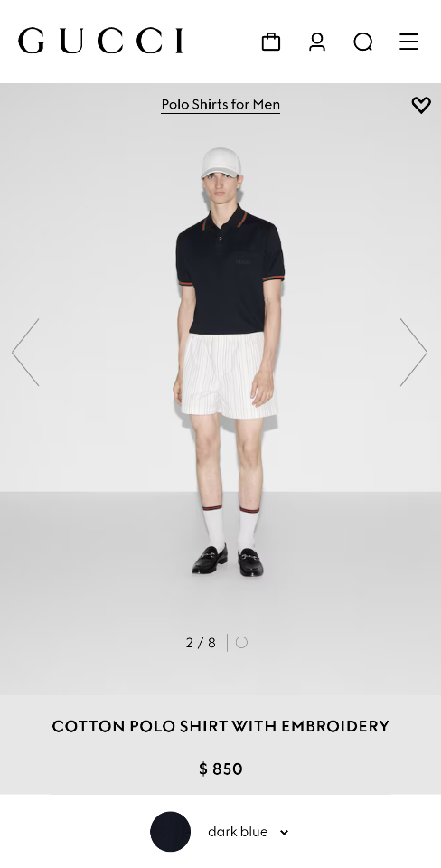 Gucci Cotton polo shirt with embroidery 795174 dark blue -duoc-ban-tai-HVIP Shoes & Clothes