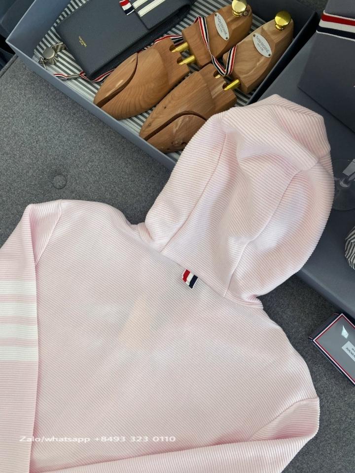 Thom Browne LIGHT pink  OTTOMAN RIB 4-BAR ZIP HOODIE FJT205A08138055 tur-duoc-ban-tai-Hvip Bags & Accessories