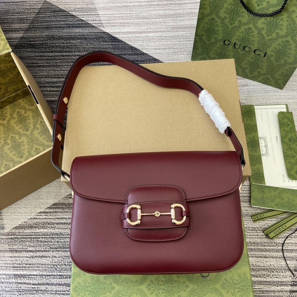 Gucci GUCCI HORSEBIT 1955 SMALL SHOULDER BAG rosso Ancora red leather 815178 G1-duoc-ban-tai-Hvip Bags & Accessories