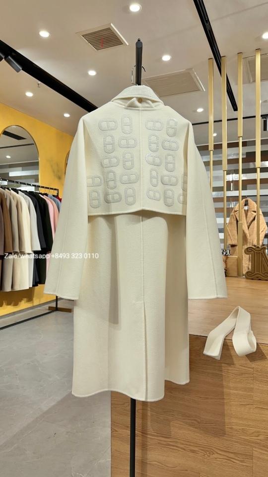 HERMES long coat cashmere and leather white pl1-duoc-ban-tai-Hvip Bags & Accessories