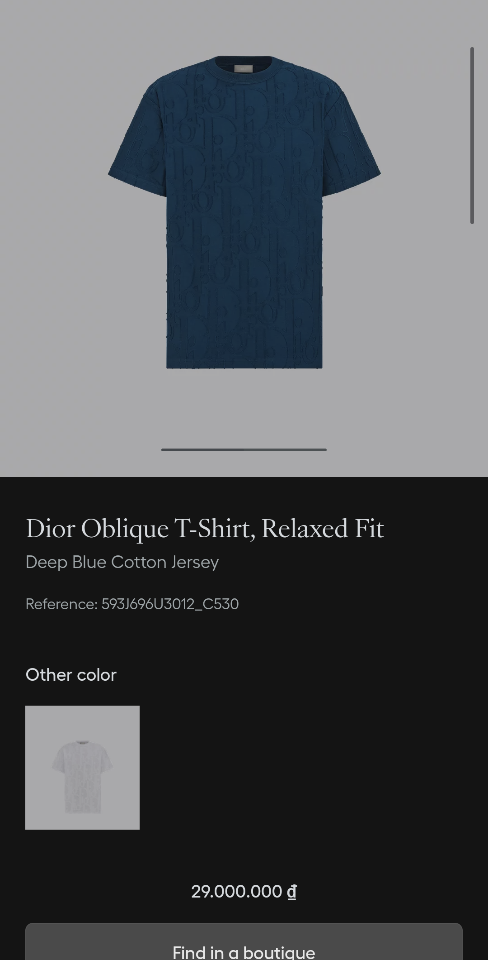 Dior Oblique T-Shirt, Relaxed Fit
Deep Blue Cotton Jersey
593J696U3012_C530 1-duoc-ban-tai-HVIP Shoes & Clothes