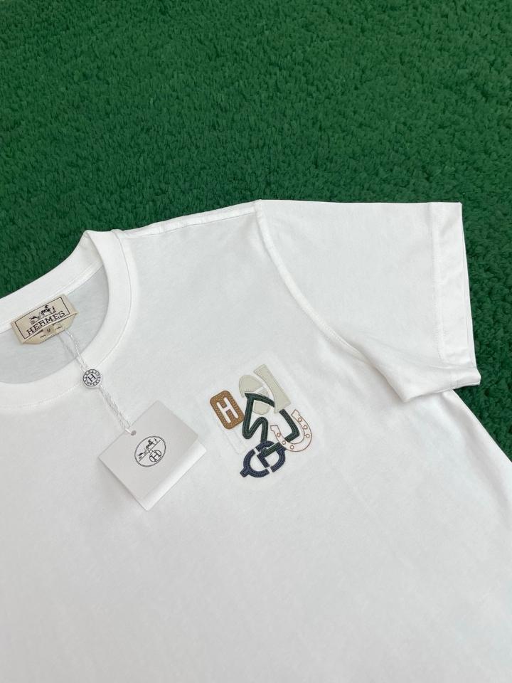 Hermès "H Puzzle" t-shirt with leather detail white H555500H367-duoc-ban-tai-HVIP Shoes & Clothes