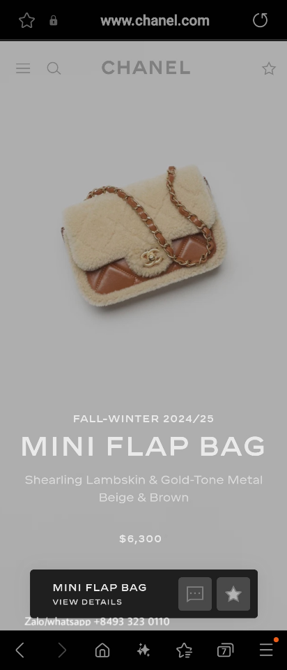 Chanel 24K AS5148 MINI FLAP BAG
 Shearling Lambskin & Gold-Tone Metal 
Beige & Brown -duoc-ban-tai-Hvip Bags & Accessories