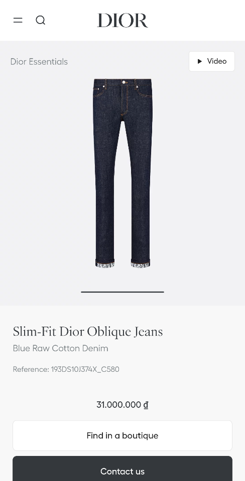 Dior Slim-Fit Dior Oblique Jeans
Blue Raw Cotton Denim 193DS10J374X_C580-duoc-ban-tai-HVIP Shoes & Clothes