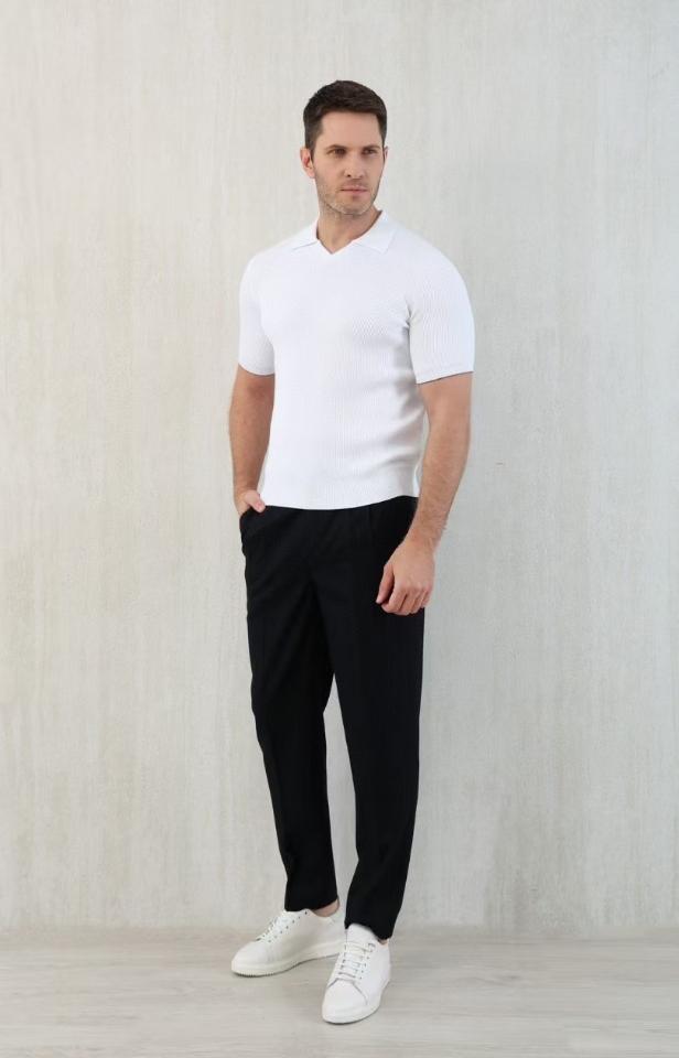 Brunello Cucinelli Leisure fit trousers with drawstring in wool and cotton navy black -duoc-ban-tai-HVIP Shoes & Clothes