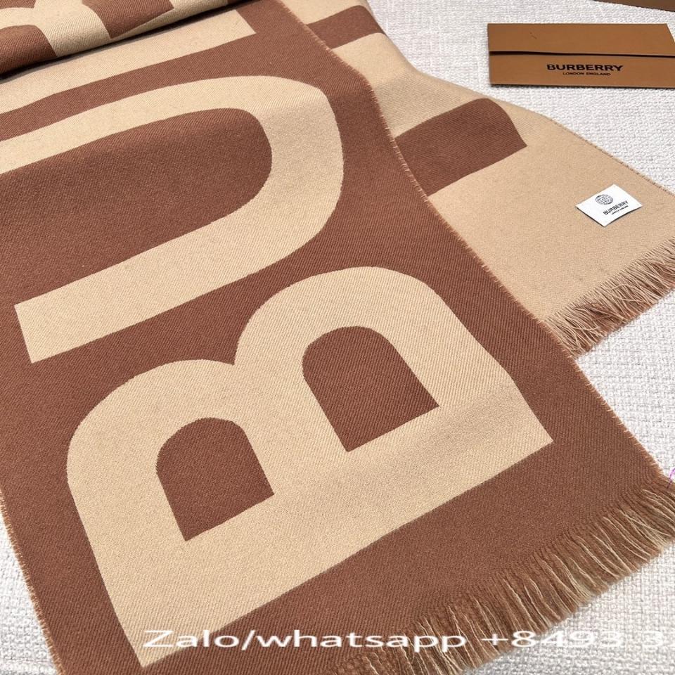 Burberry Logo Wool Scarf 805714 Birch brown K4-duoc-ban-tai-Hvip Bags & Accessories