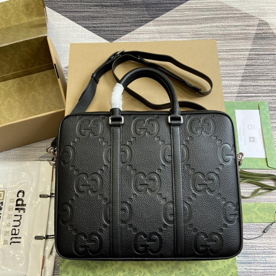Gucci JUMBO GG BRIEFCASE black GG leather 792264 G1-duoc-ban-tai-Hvip Bags & Accessories