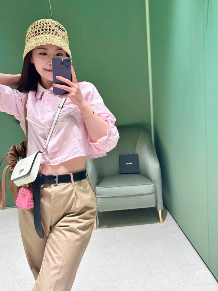 Prada Embroidered cropped batiste shirt-duoc-ban-tai-HVIP Shoes & Clothes