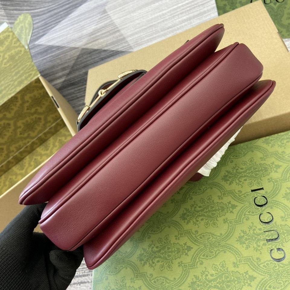 Gucci GUCCI HORSEBIT 1955 SMALL SHOULDER BAG rosso Ancora red leather 815178 G1-duoc-ban-tai-Hvip Bags & Accessories