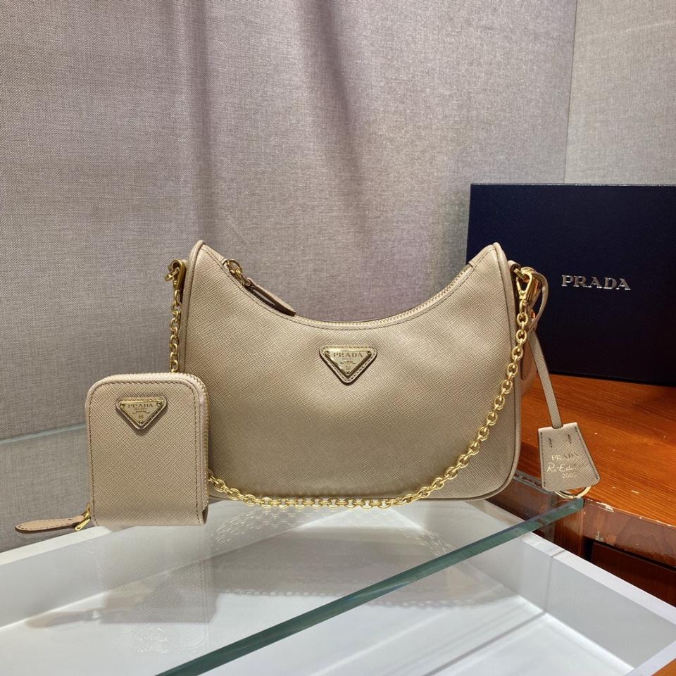 Prada Re-Edition 2005 Saffiano leather bag 1BH204 beige Pr1-duoc-ban-tai-Hvip Bags & Accessories