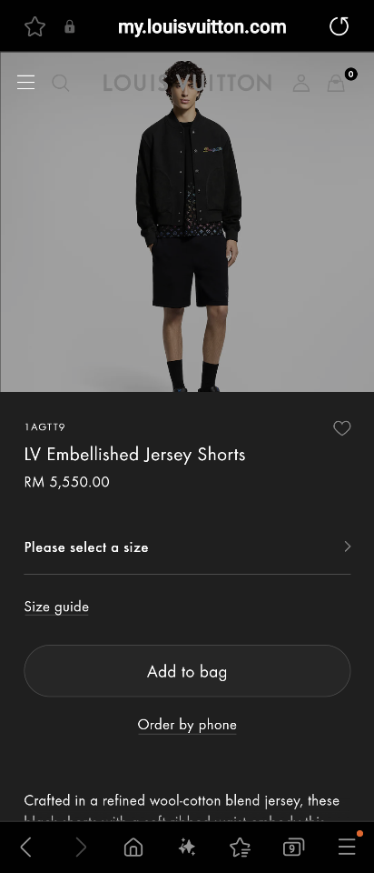 Louis Vuitton 1AGTT9
LV Embellished Jersey Shorts Sao chép-duoc-ban-tai-HVIP Shoes & Clothes