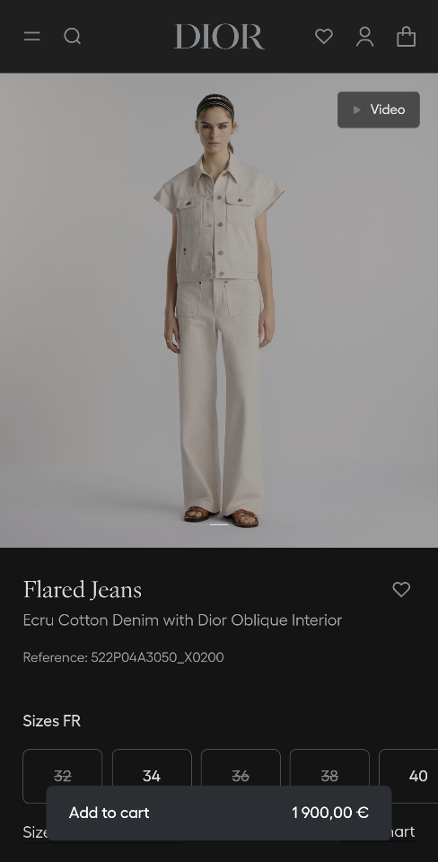 Dior Flared Jeans
Ecru Cotton Denim with Dior Oblique Interior 522P04A3050_X0200-duoc-ban-tai-HVIP Shoes & Clothes