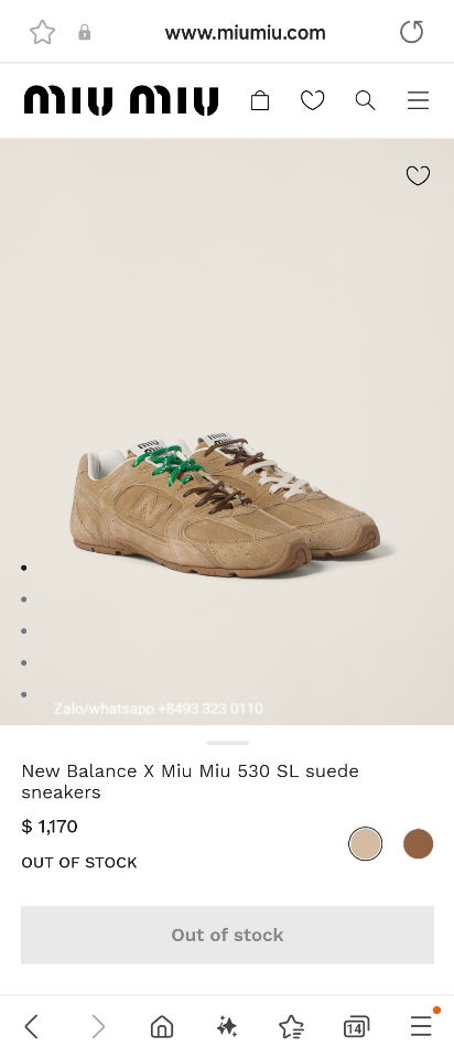New Balance X Miu Miu 530 SL suede sneakers Cinnamon S1-duoc-ban-tai-Hvip Bags & Accessories