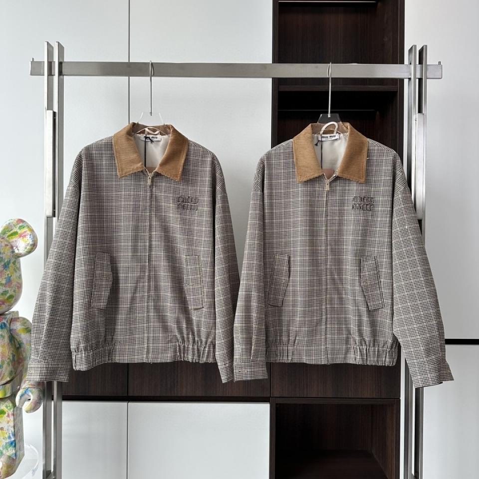 Miu Miu Checked double weave blouson jacket-duoc-ban-tai-HVIP Shoes & Clothes