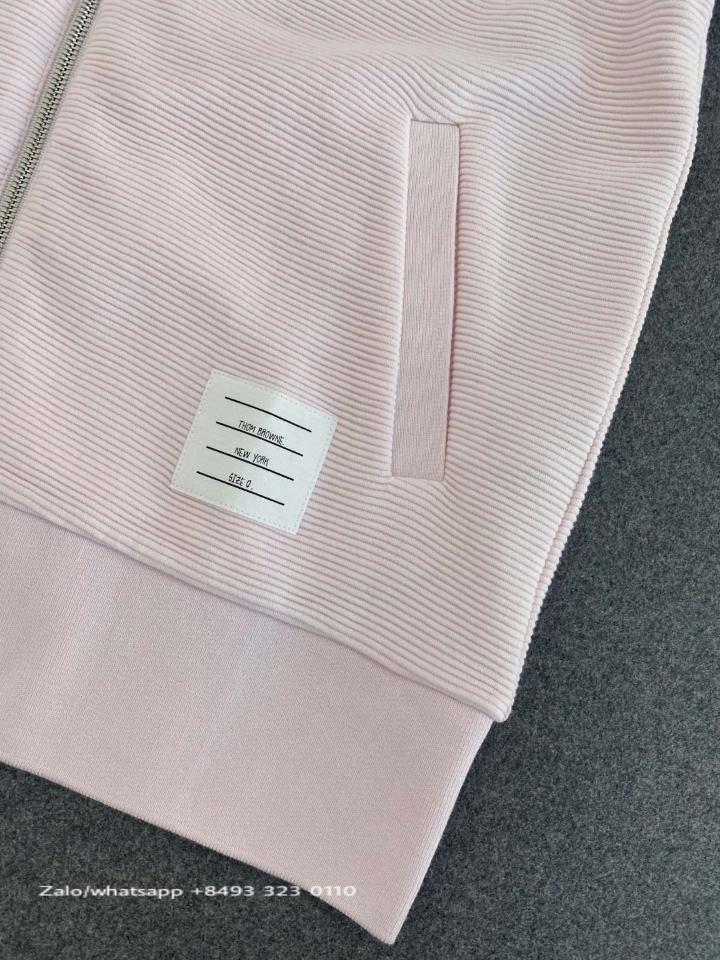 Thom Browne LIGHT pink  OTTOMAN RIB 4-BAR ZIP HOODIE FJT205A08138055 tur-duoc-ban-tai-Hvip Bags & Accessories