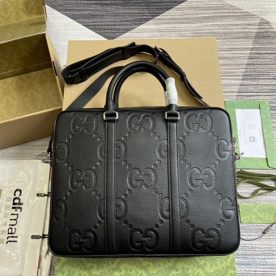 Gucci JUMBO GG BRIEFCASE black GG leather 792264 G1-duoc-ban-tai-Hvip Bags & Accessories