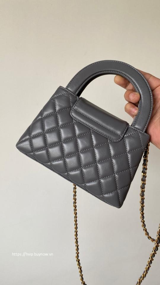 Chanel MINI SHOPPING BAGShiny Crumpled Calfskin & Gold-Tone Metal gray AS4416 B15566 T1-duoc-ban-tai-Hvip Bags & Accessories