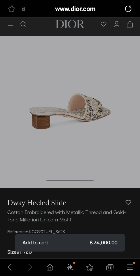 Dior Dway Heeled Slide  Cotton Embroidered with Metallic Thread and Gold- Tone Millefiori Unicorn Motif KCQ902UEL_S62K-duoc-ban-tai-HVIP Shoes & Clothes