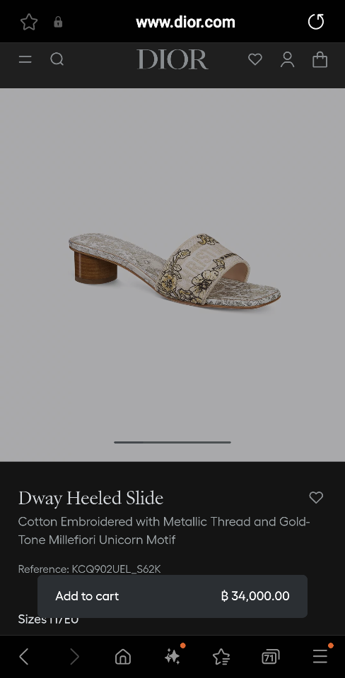 Dior Dway Heeled Slide  Cotton Embroidered with Metallic Thread and Gold- Tone Millefiori Unicorn Motif KCQ902UEL_S62K-duoc-ban-tai-HVIP Shoes & Clothes