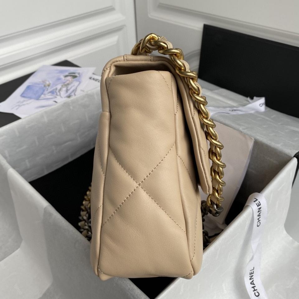 CHANEL 19 HANDBAG  Large Shiny Lambskin, Silver-Tone, Gold-Tone & Ruthenium-Finish Metal  beige AS1161 Cr1( 20 x 30 x 10cm)-duoc-ban-tai-Hvip Bags & Accessories
