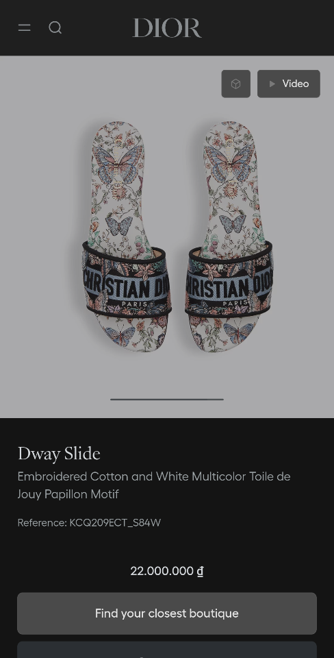 Dior Dway Slide 
Embroidered Cotton and White Multicolor Toile de Jouy Papillon Motif KCQ209ECT-duoc-ban-tai-HVIP Shoes & Clothes