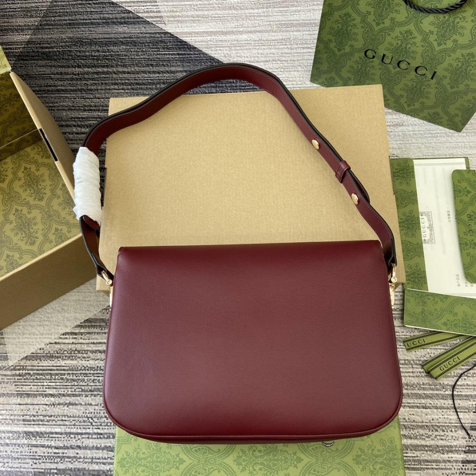 Gucci GUCCI HORSEBIT 1955 SMALL SHOULDER BAG rosso Ancora red leather 815178 G1-duoc-ban-tai-Hvip Bags & Accessories