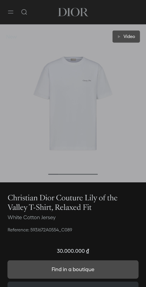 Christian Dior Couture Lily of the Valley T-Shirt, Relaxed Fit White Cotton Jersey 593J672A0554_C089 1-duoc-ban-tai-HVIP Shoes & Clothes