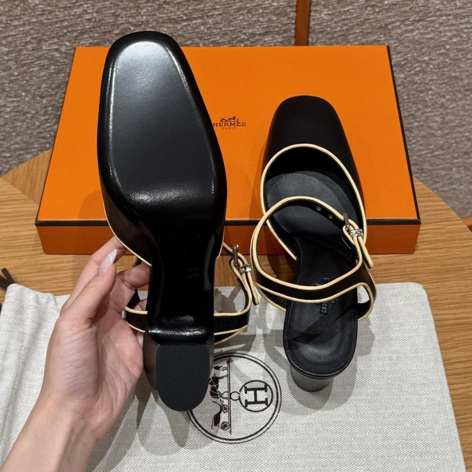 Hermès Kamilla 60 pump Noir / Jaune Malawi  H251270Z -duoc-ban-tai-HVIP Shoes & Clothes
