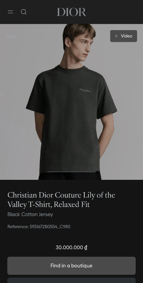 Christian Dior Couture Lily of the Valley T-Shirt, Relaxed Fit
Black Cotton Jersey
593J672B0554_C980 1-duoc-ban-tai-HVIP Shoes & Clothes