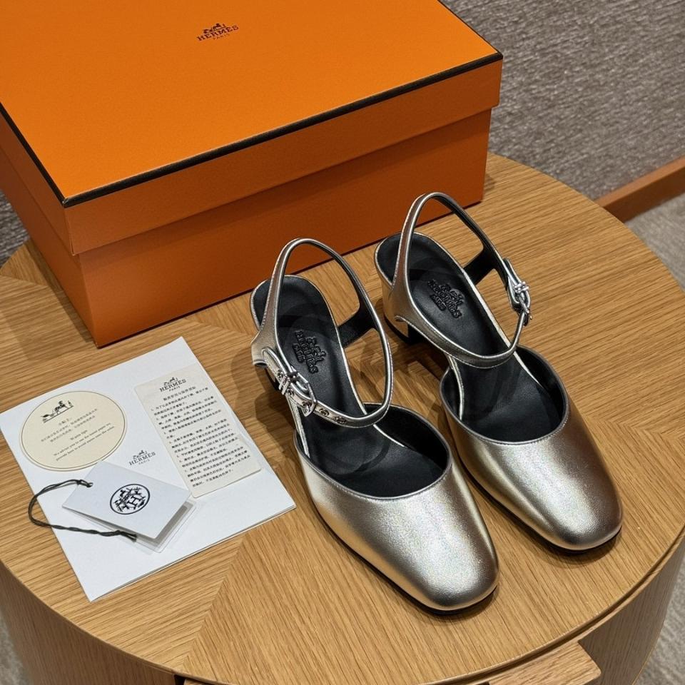 Hermès Kamilla 60 pump platine / gris argenté H251270Z -duoc-ban-tai-HVIP Shoes & Clothes