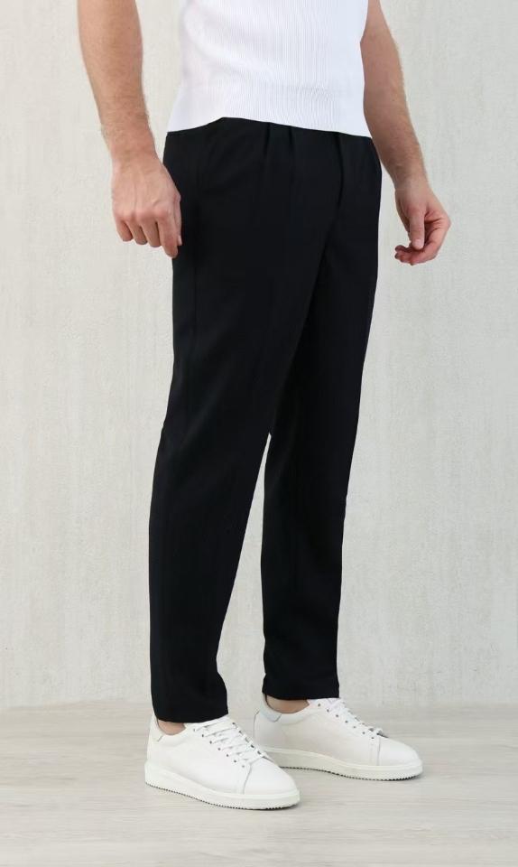 Brunello Cucinelli Leisure fit trousers with drawstring in wool and cotton navy black -duoc-ban-tai-HVIP Shoes & Clothes