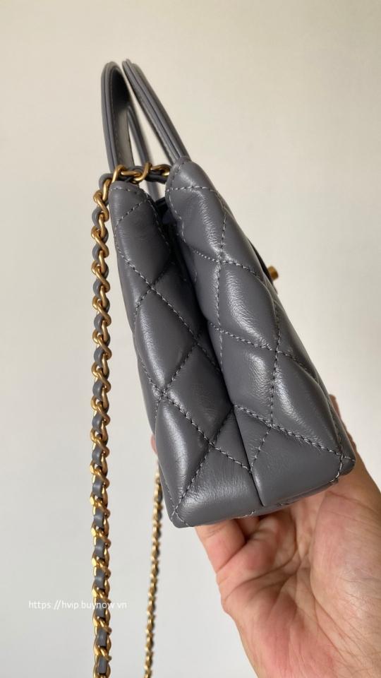 Chanel MINI SHOPPING BAGShiny Crumpled Calfskin & Gold-Tone Metal gray AS4416 B15566 T1-duoc-ban-tai-Hvip Bags & Accessories