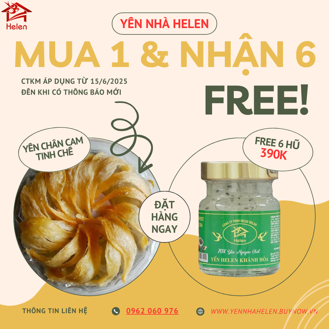 Chân Yến Cam Tinh Chế 100g - FREE 6 hũ Tến Trưng 390k-duoc-ban-tai-YẾN NHÀ HELEN