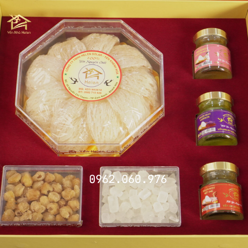 Hộp quà tặng 100g yến tinh chế với 3 hũ yến chưng-duoc-ban-tai-YẾN NHÀ HELEN