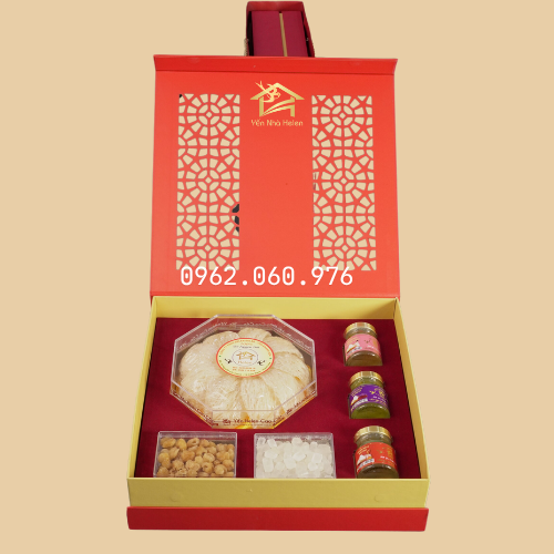 Hộp quà tặng 100g yến tinh chế với 3 hũ yến chưng-duoc-ban-tai-YẾN NHÀ HELEN