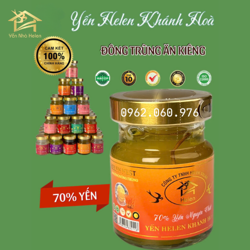 Yến Chưng Ăn Kiêng Đông Trùng (70% Yến) set 10 hũ 75ml-duoc-ban-tai-YẾN NHÀ HELEN