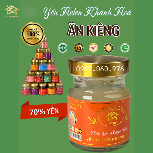 Yến Chưng Ăn Kiêng Ít Đường (70% Yến) set 10 hũ 75ml-duoc-ban-tai-YẾN NHÀ HELEN