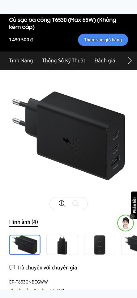 Củ sạc ba cổng T6530 (Max 65W) (Không kèm cáp)-duoc-ban-tai-MY MOBILE