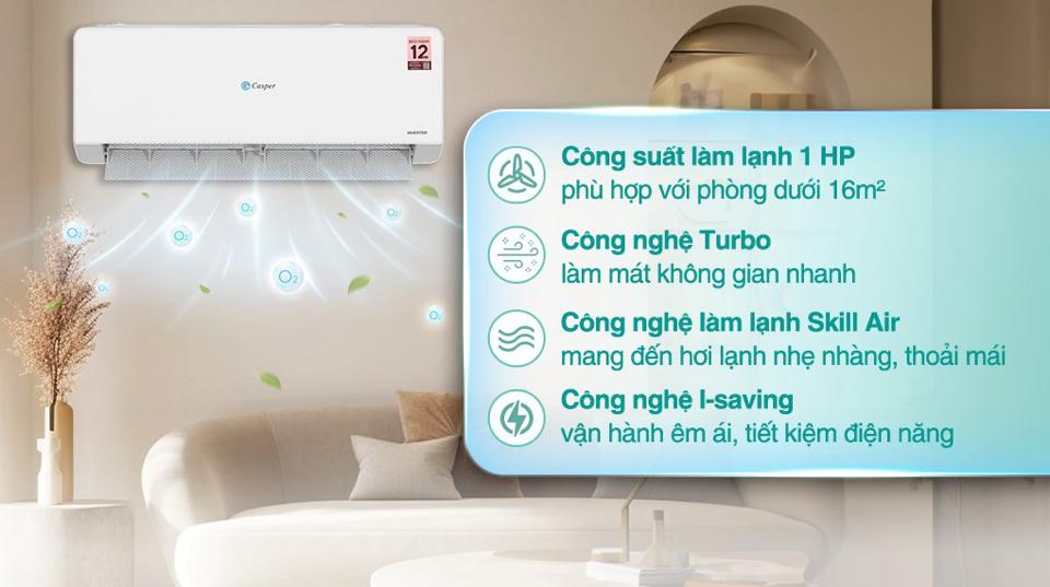 Điều Hoà Casper QC09IS36 9000 1 chiều Inverter -duoc-ban-tai-Điện Máy Thiện Huệ