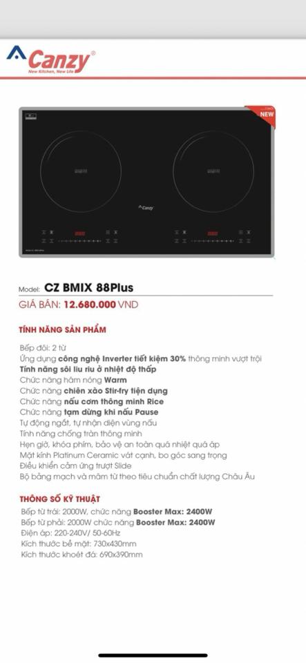 Bếp từ Canzy CZ-BMIX 88Plus-duoc-ban-tai-Điện Máy Thiện Huệ