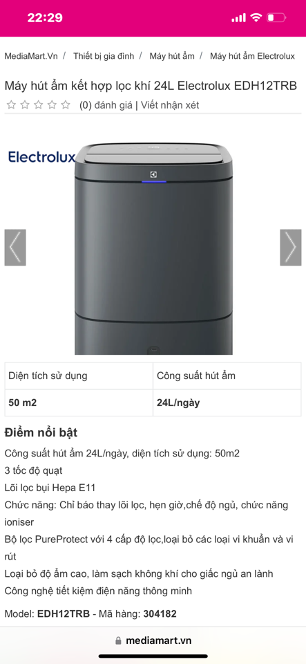 Máy hút ẩm và lọc kk Electrolux EDH10-duoc-ban-tai-Điện Máy Thiện Huệ