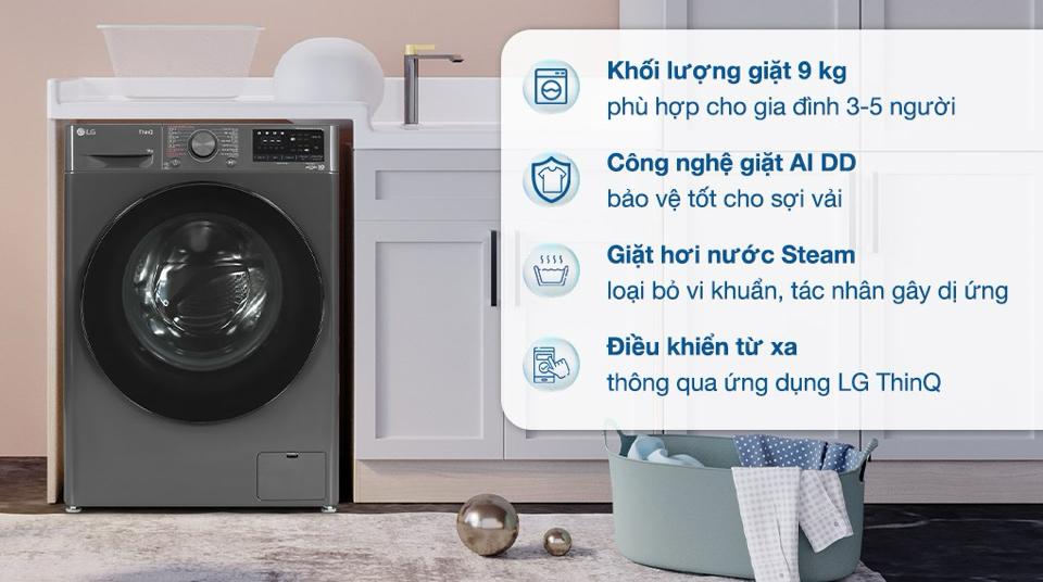 Máy giặt LG FV1409S4M 9kg  inverter màu đen-duoc-ban-tai-Điện Máy Thiện Huệ